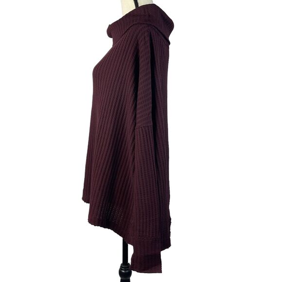 Free People Small Thermal Top Juicy Cowl Neck Split Back Long Sleeve Date Night - Picture 9 of 13